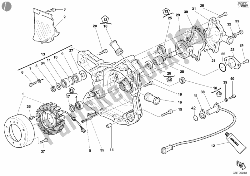 All parts for the Generator Cover of the Ducati Sport ST4 S 996 2001